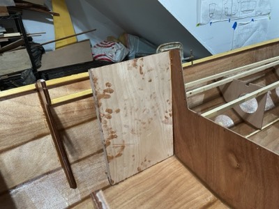  6/5/24 - The daggerboard trunk is epoxied in place. 