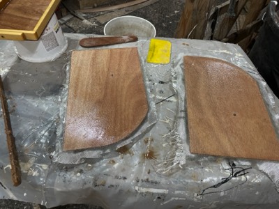  Rudder trunk parts are fiberglassed. 