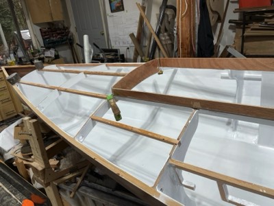  Deck supports are epoxied in place. 